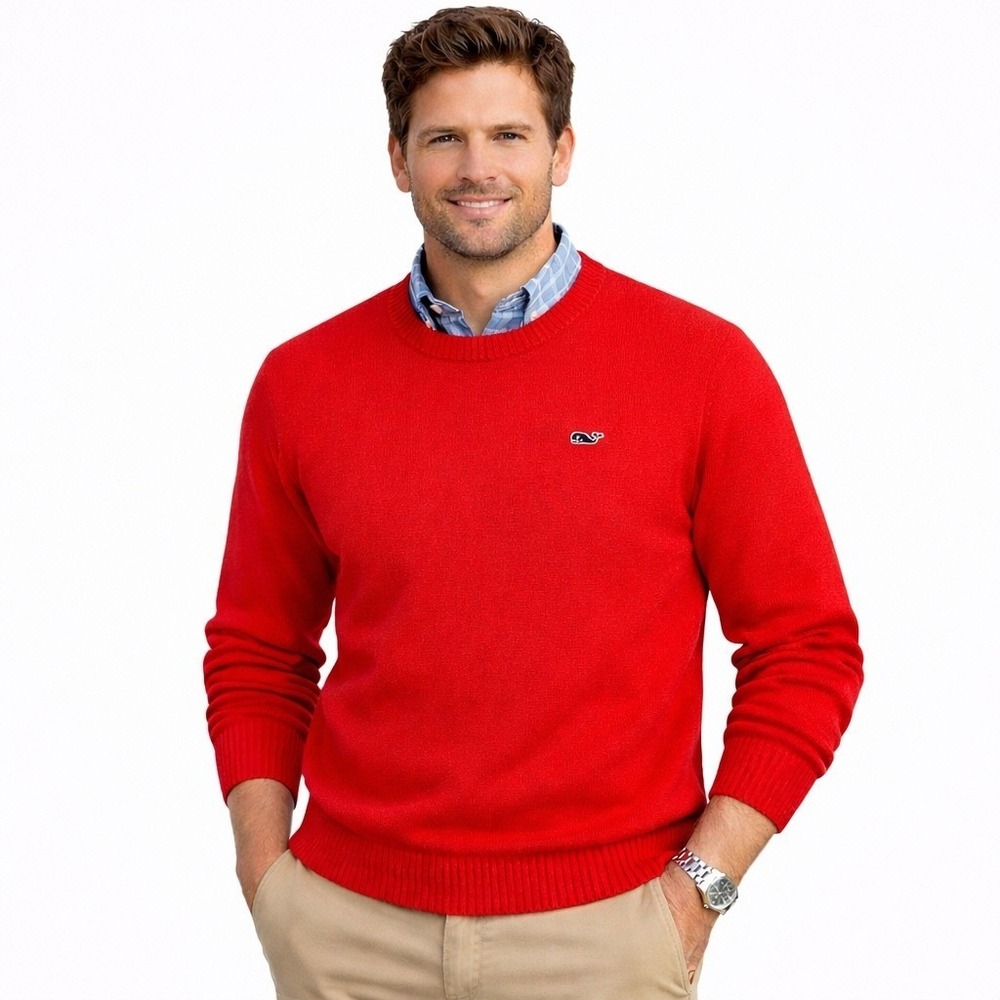 Vineyard Vines Classic Cotton Crewneck Sweater Men's Large Red Sweatshirt Preppy